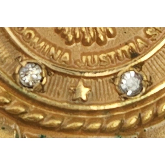 Vintage  diamond chips 2, pendant fob, DOJ INS legacy gold filled10K - Picture 4 of 8